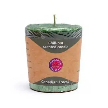 Свещ с надпис chill out parcented candle Ароматизирана стеаринова свещ - Гора.