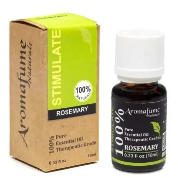 Бутилка Aromafume Naturals Етерично масло от розмарин с кутия до него.