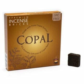 Кутия Ароматни тамянови блокчета - тамян Copal пред кутия.