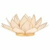 свещник във формата на лотос в неутрален цвят със златни кантове