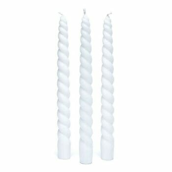 Three Комплект от 3 бели вечерни свещи - 23см. на бял фон.