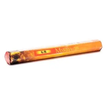 A stick of Ароматни тамянови пръчици - тамян Смирна на бял фон.